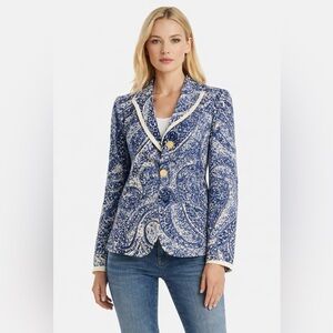 Etro Milano Blue Paisley Tailored Blazer 44 (M)